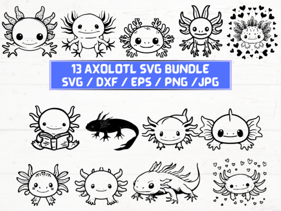 Axolotl Laser Cut Graphics for Crafts and Branding
