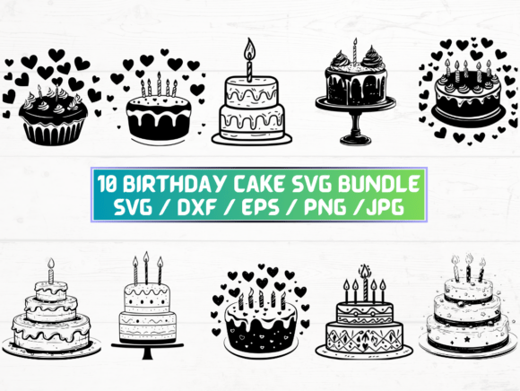 Birthday Cake Outline Svg for Graphics and Crafts