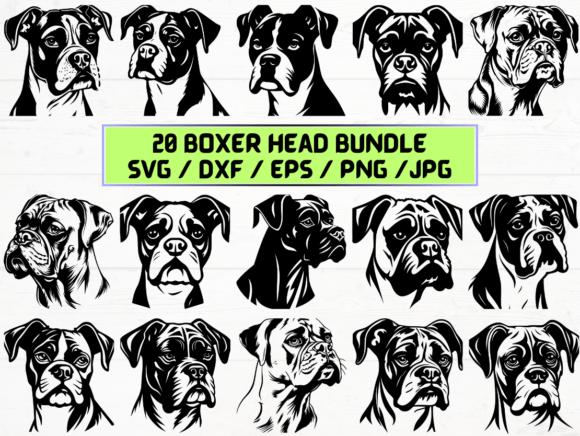 Boxer Head SVG Bundle for Graphics and Crafts Projects