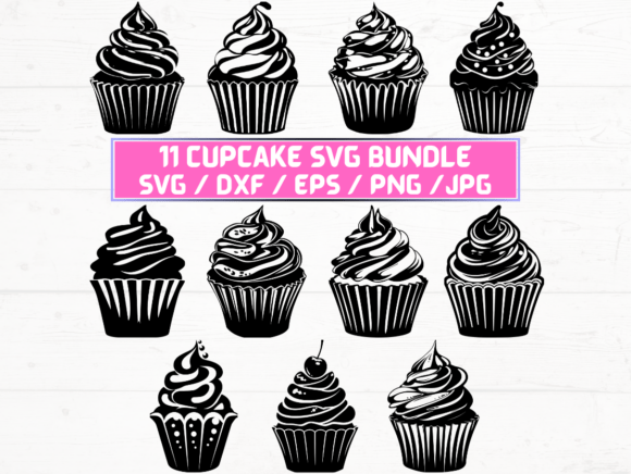 Cupcake SVG, DXF, EPS, JPG, PNG for Graphics and Crafts