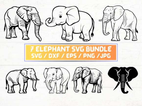 Elephant Laser Engraving Cut Files for Graphics & Crafts