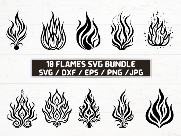 Flames Laser Cut Graphics for Crafts and Branding
