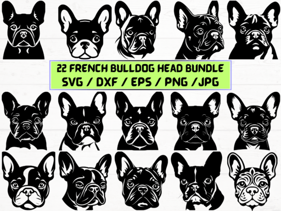 French Bulldog Head Laser Cut Graphics for Crafts