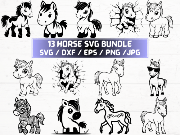 Horse SVG, DXF, EPS, JPG, PNG for Crafts and Graphics