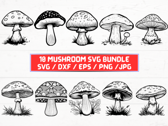 Mushroom SVG, DXF, EPS, JPG, PNG for Crafts and Graphics