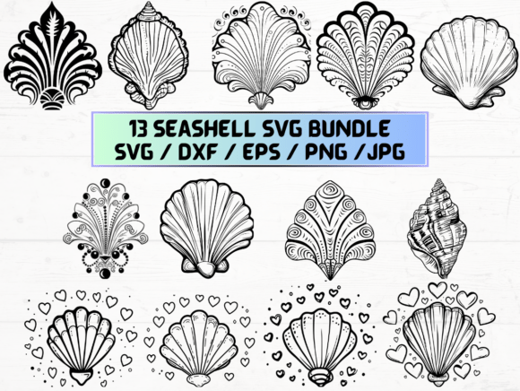 Seashell Silhouette Svg for Graphics and Crafts