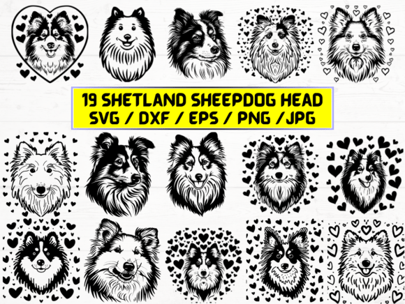 Shetland Sheepdog Head SVG for Graphics and Crafts