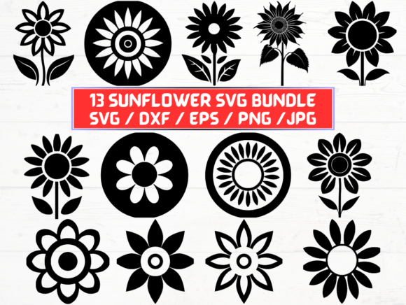 Sunflower SVG Bundle: Graphics for Crafts & Branding