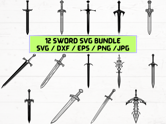 Sword Laser Cut Graphics for Crafts and Branding