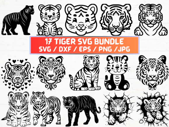 Tiger Laser Engraving Cut File Graphics for Crafts