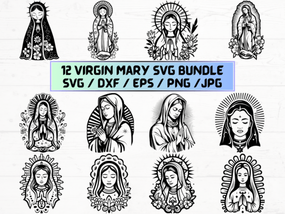 Virgin Mary Laser Engraving Cut Files for Graphics and Crafts