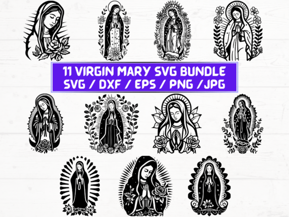 Virgin Mary SVG, DXF, EPS, JPG, PNG Graphics for Crafts